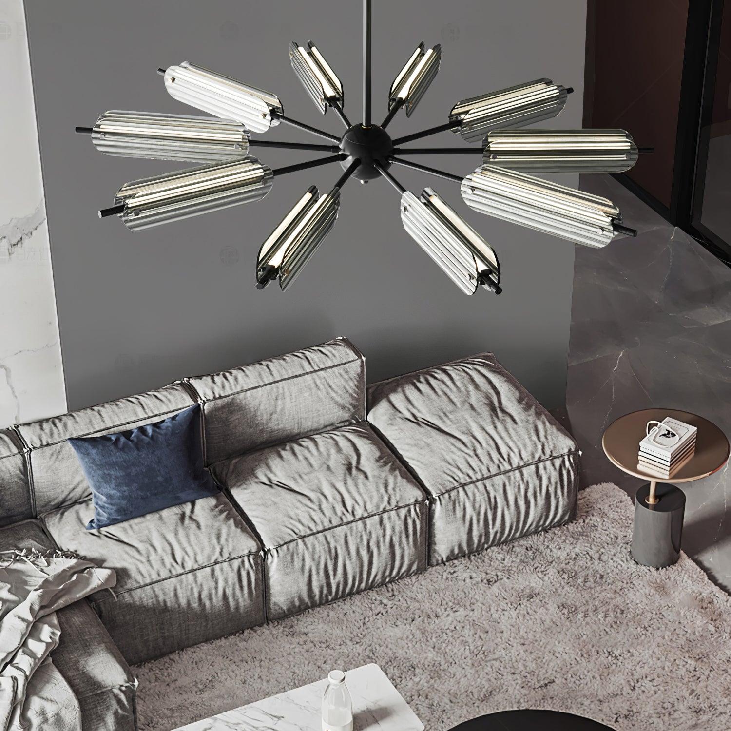 Mid Century Modern Sputnik Brass Chandelier LED Ceiling Light for Contemporary Interiors