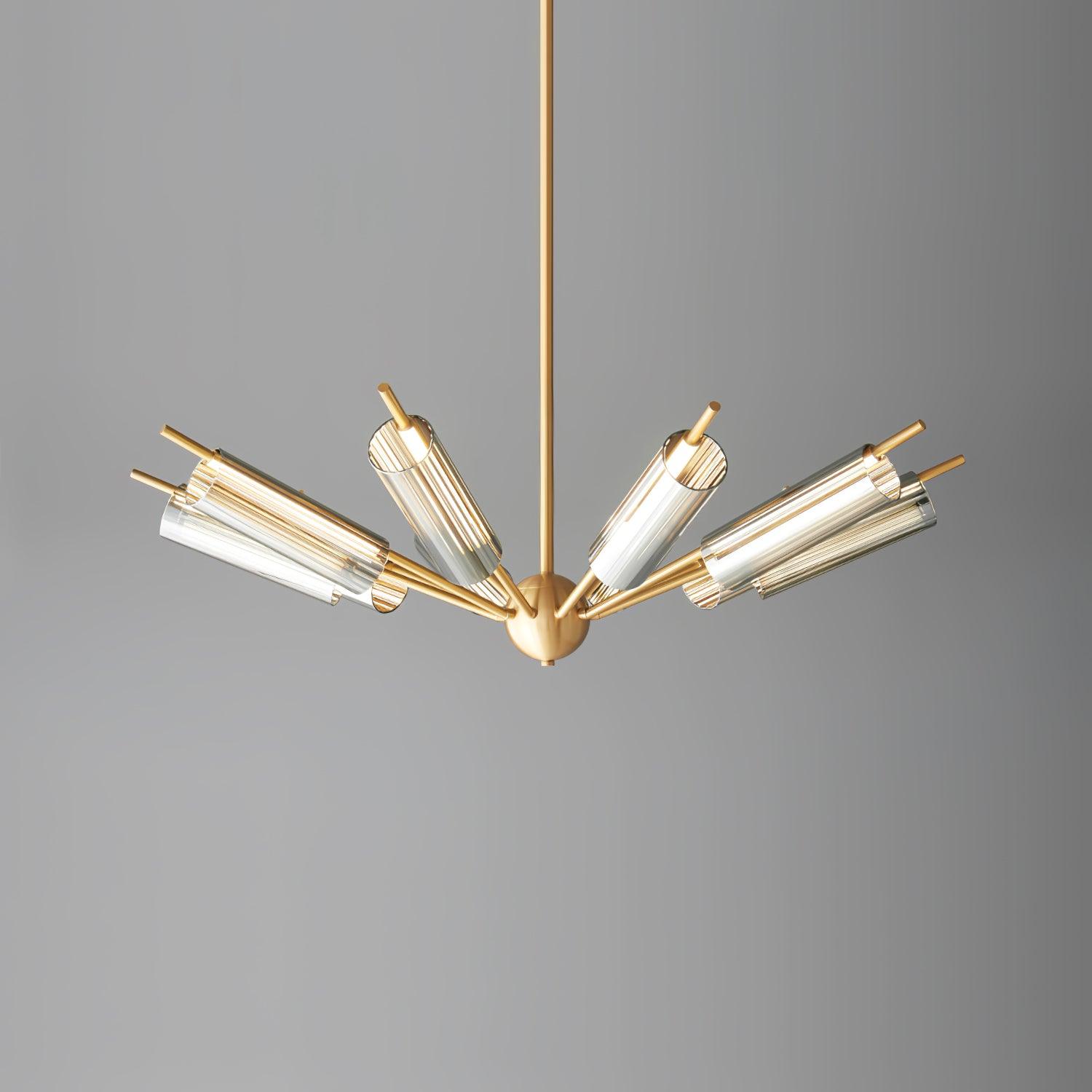 Mid Century Modern Sputnik Brass Chandelier LED Ceiling Light for Contemporary Interiors