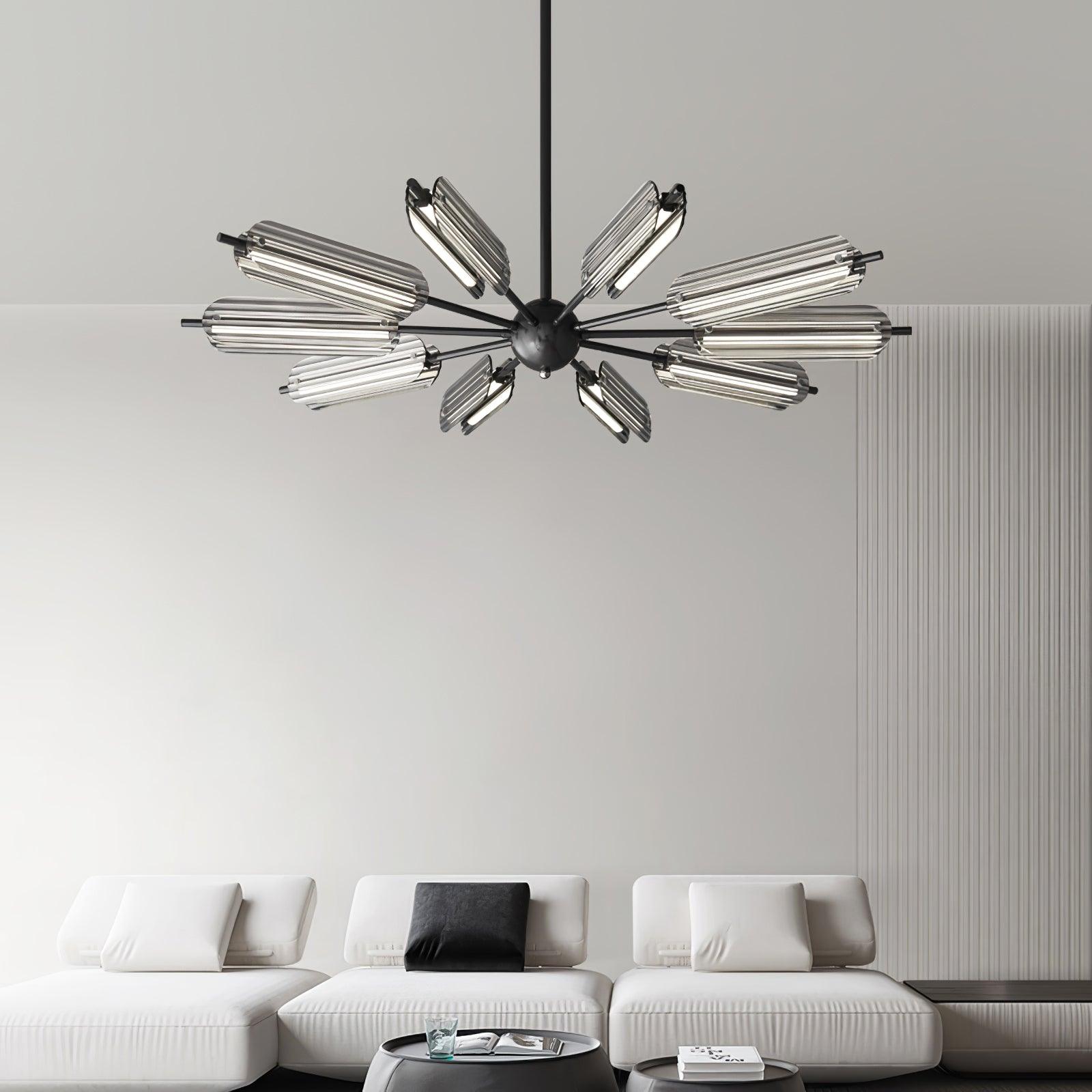 Mid Century Modern Sputnik Brass Chandelier LED Ceiling Light for Contemporary Interiors
