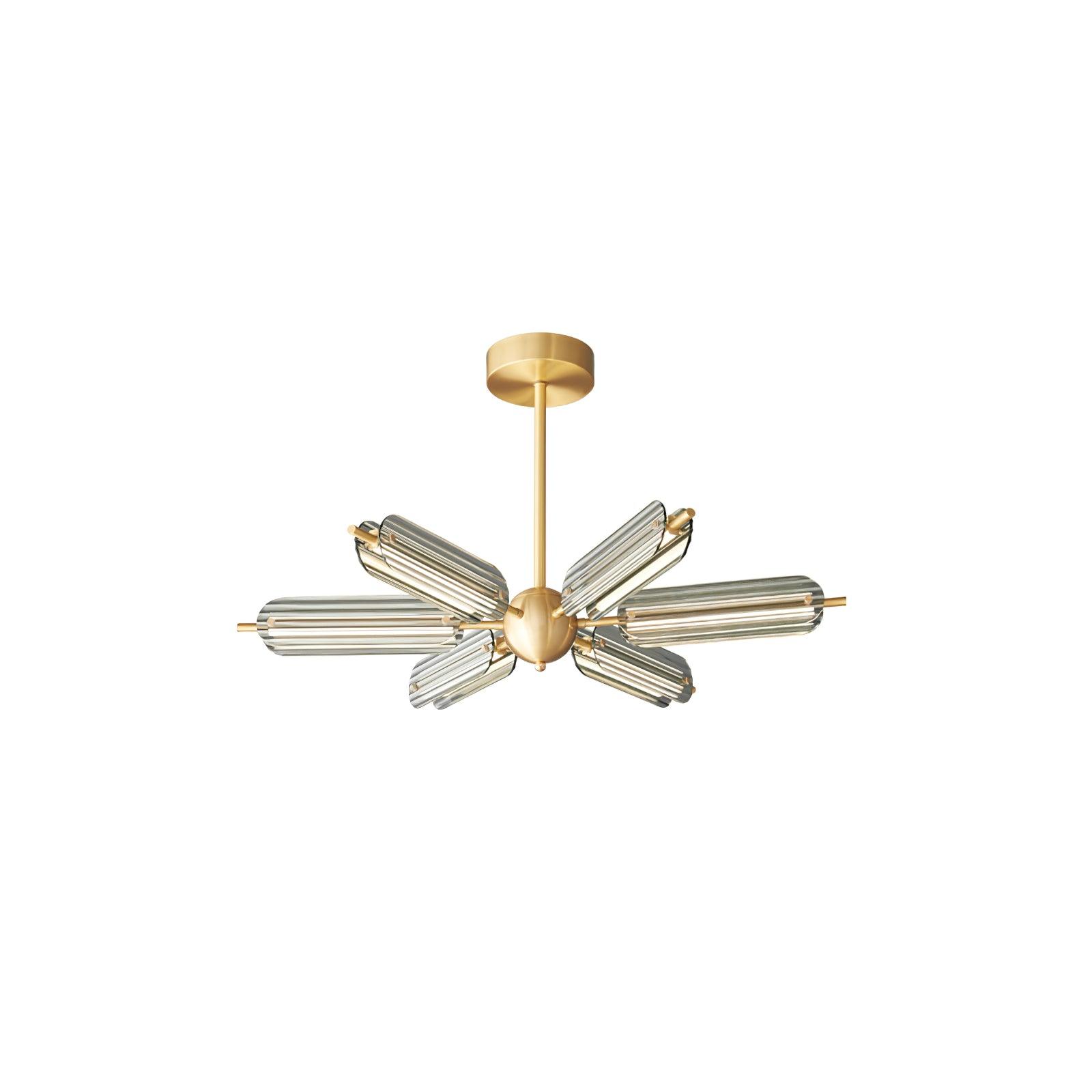 Mid Century Modern Sputnik Brass Chandelier LED Ceiling Light for Contemporary Interiors