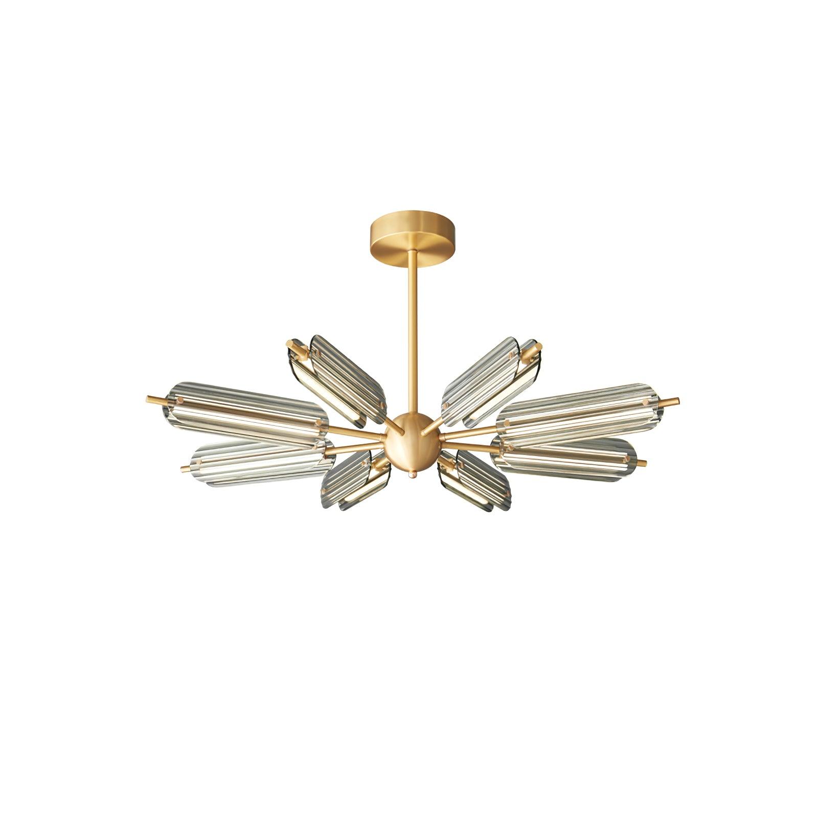 Mid Century Modern Sputnik Brass Chandelier LED Ceiling Light for Contemporary Interiors