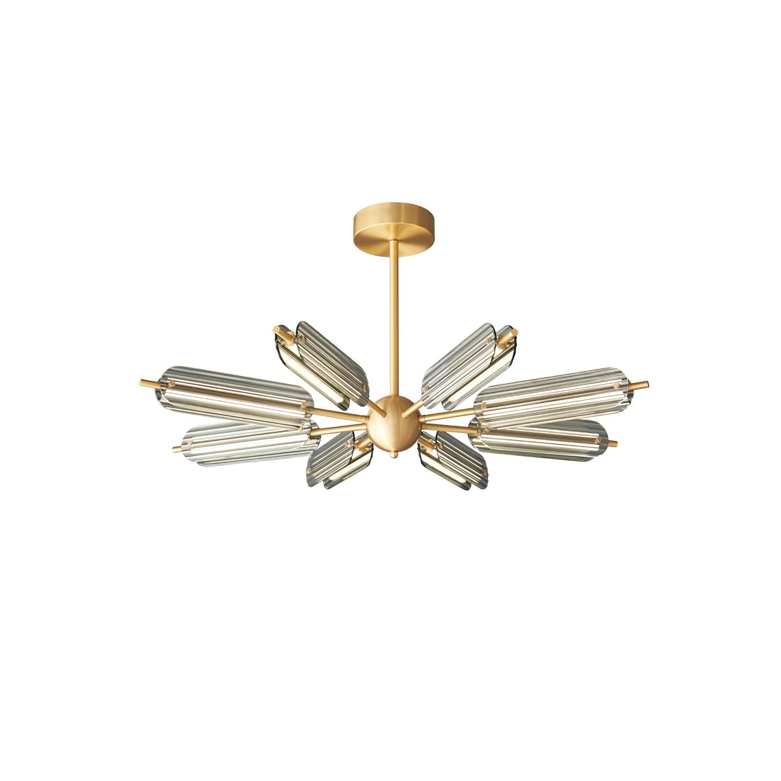 Mid Century Modern Sputnik Brass Chandelier LED Ceiling Light for Contemporary Interiors
