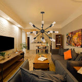 Mid Century Modern Sputnik Chandelier 18 Light Industrial Metal Ceiling Fixture for Dining and Living Room