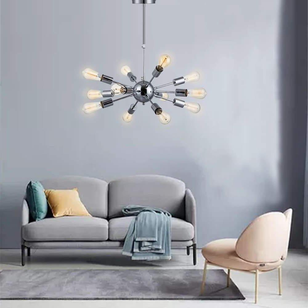 Mid Century Modern Sputnik Chandelier 18 Light Industrial Metal Ceiling Fixture for Dining and Living Room
