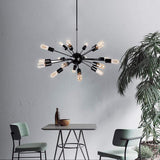 Mid Century Modern Sputnik Chandelier 18 Light Industrial Metal Ceiling Fixture for Dining and Living Room