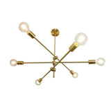 Mid Century Modern Sputnik Chandelier 6 Light Semi Flush Mount Ceiling Fixture