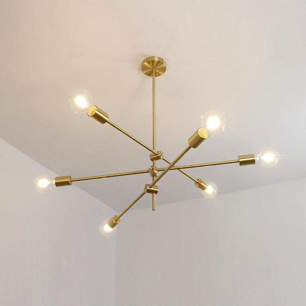 Mid Century Modern Sputnik Chandelier 6 Light Semi Flush Mount Ceiling Fixture