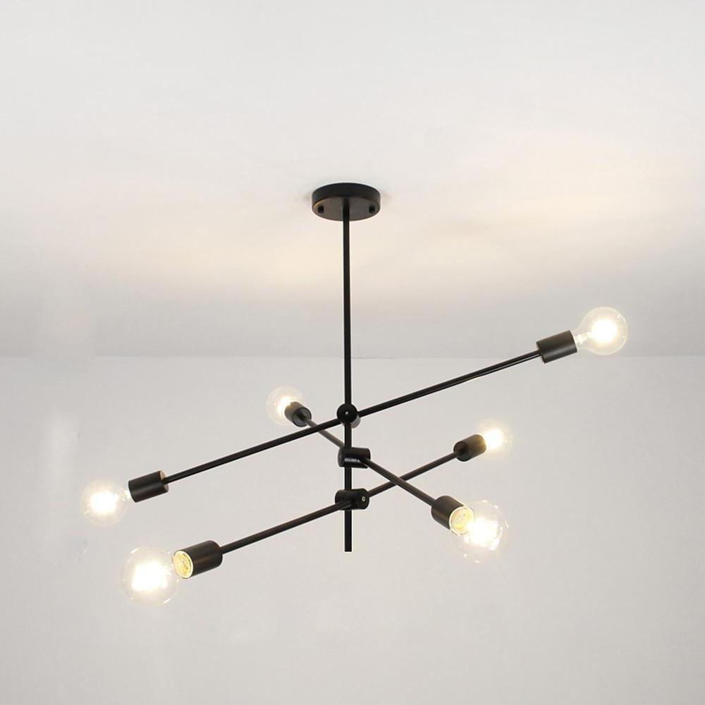 Mid Century Modern Sputnik Chandelier 6 Light Semi Flush Mount Ceiling Fixture