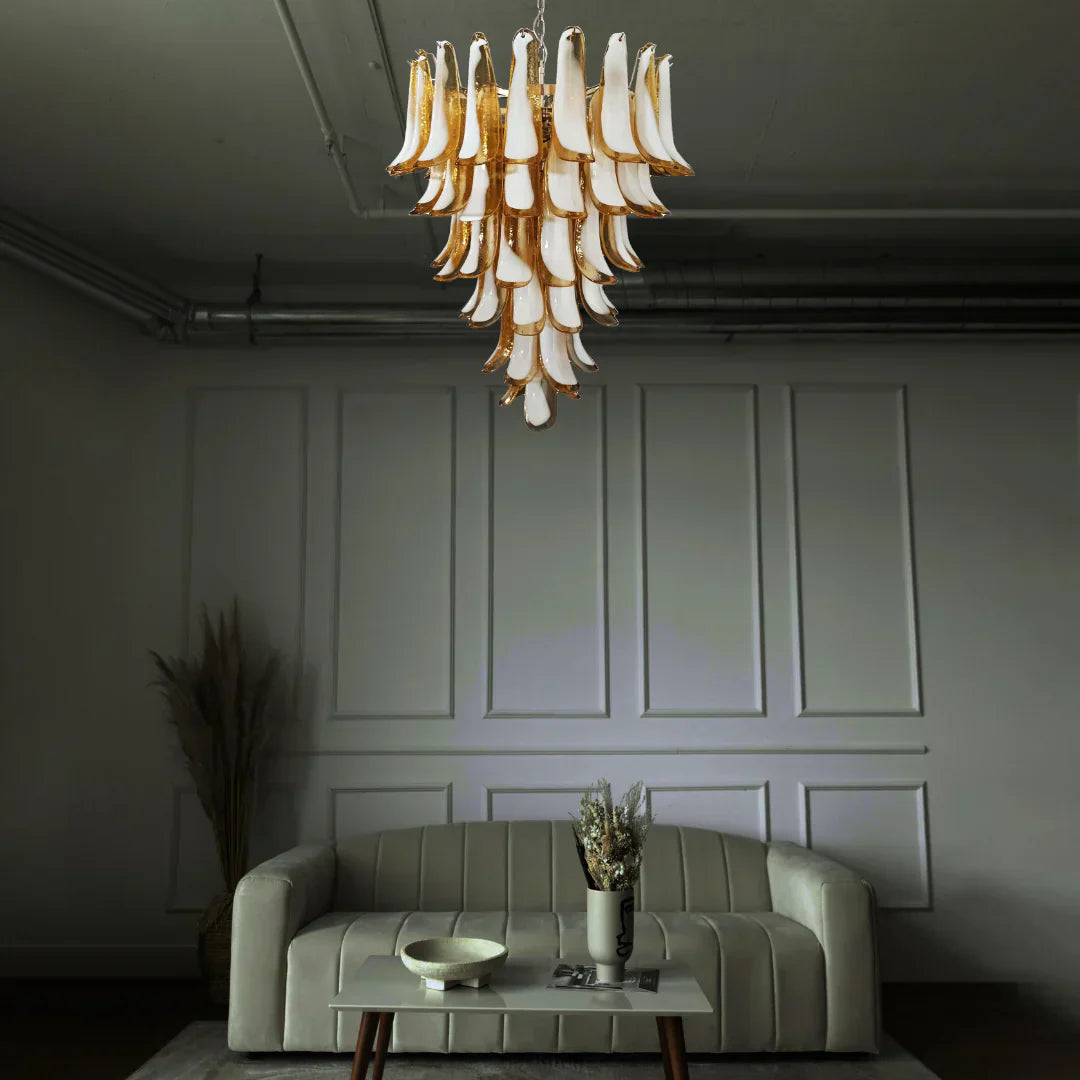 mid-century-murano-style-caramel-glass-petals-chandelier-for-living-and-dining-room