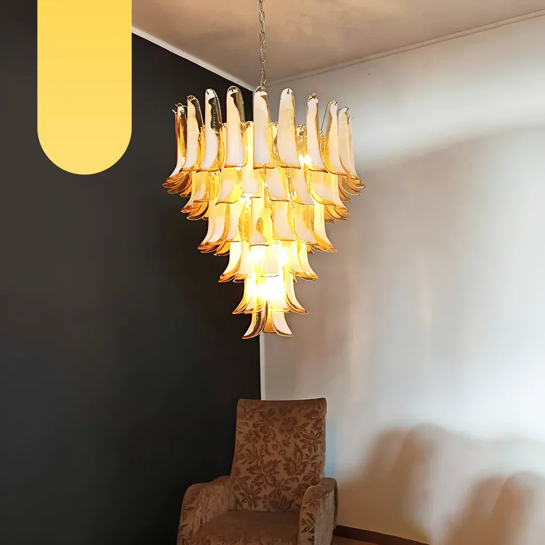 mid-century-murano-style-caramel-glass-petals-chandelier-for-living-and-dining-room