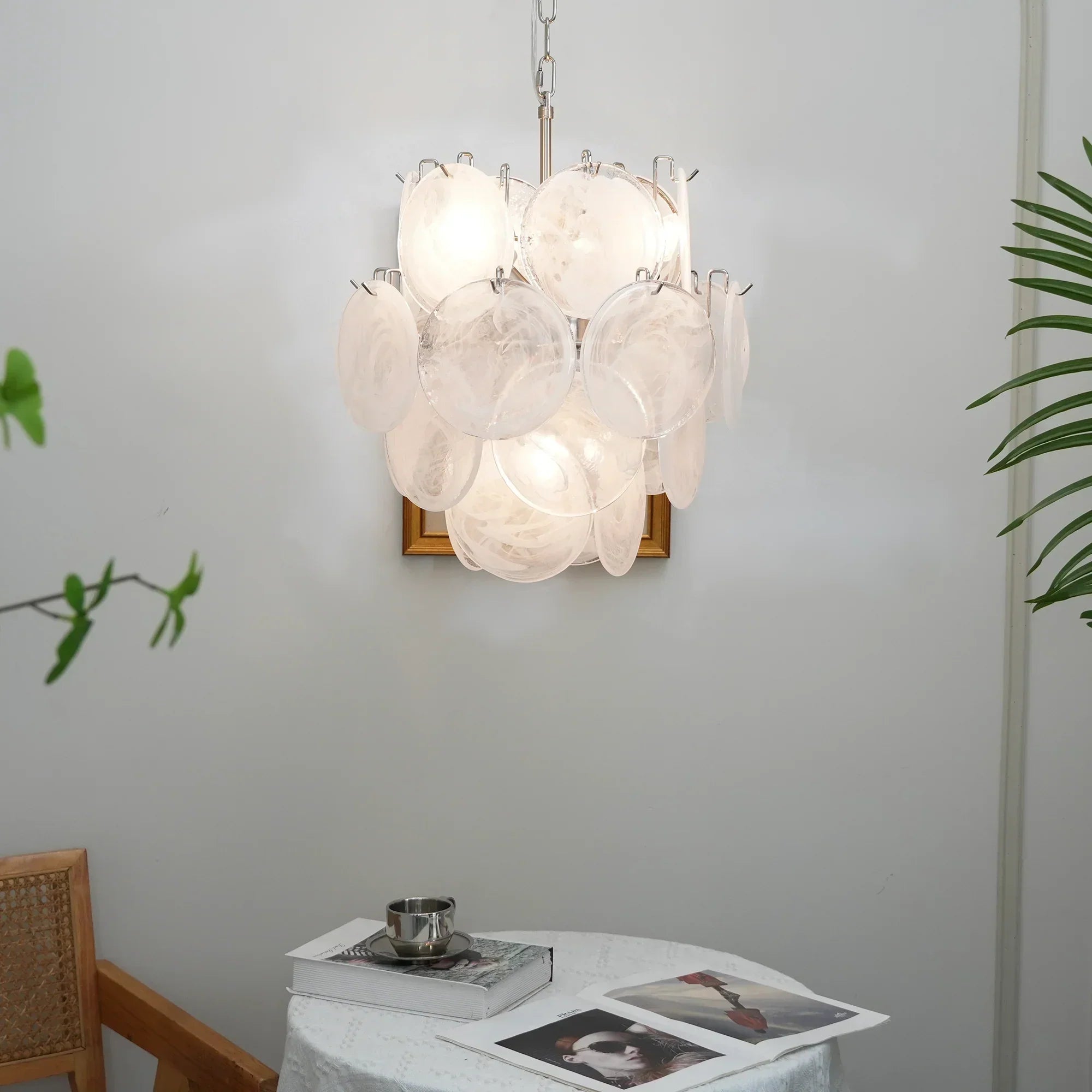 mid-century-murano-style-white-glass-disk-chandelier-with-polished-metal-finish