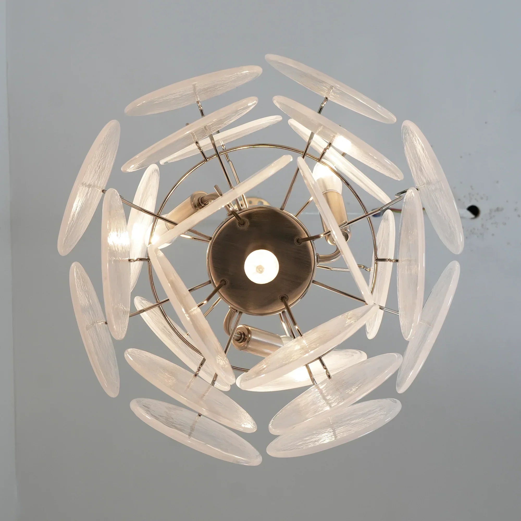 mid-century-murano-style-white-glass-disk-chandelier-with-polished-metal-finish