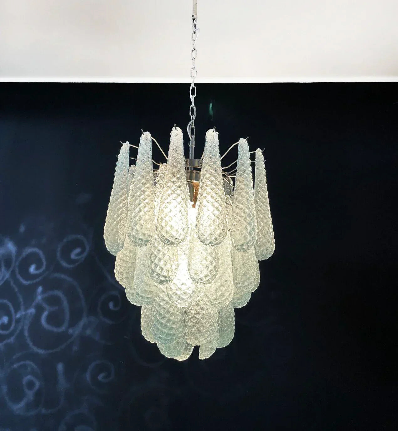 mid-century-vintage-murano-style-blue-glass-petal-chandelier-luxury-handcrafted-pendant-lighting