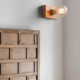 Mid Century Walnut Wood Wall Lamp with Pull Chain Switch for Bedside and Bedroom Lighting