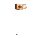 Mid Century Walnut Wood Wall Lamp with Pull Chain Switch for Bedside and Bedroom Lighting