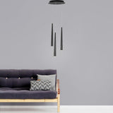Minimalist 3 Light Modern LED Chandelier with Slim Metal Tubes and Eye Protection Acrylic Shades