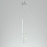 Minimalist 3 Light Modern LED Chandelier with Slim Metal Tubes and Eye Protection Acrylic Shades