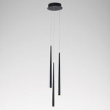 Minimalist 3 Light Modern LED Chandelier with Slim Metal Tubes and Eye Protection Acrylic Shades