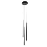 Minimalist 3 Light Modern LED Chandelier with Slim Metal Tubes and Eye Protection Acrylic Shades