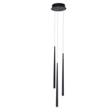 Minimalist 3 Light Modern LED Chandelier with Slim Metal Tubes and Eye Protection Acrylic Shades