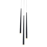 Minimalist 3 Light Modern LED Chandelier with Slim Metal Tubes and Eye Protection Acrylic Shades