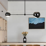 Minimalist Black Geometric Linear Chandelier for Modern Dining Room Island