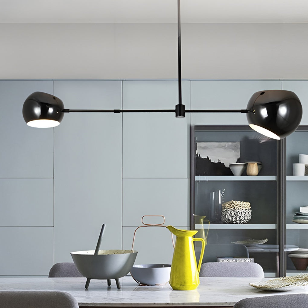 Minimalist Black Geometric Linear Chandelier for Modern Dining Room Island
