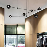 Minimalist Black Geometric Linear Chandelier for Modern Dining Room Island