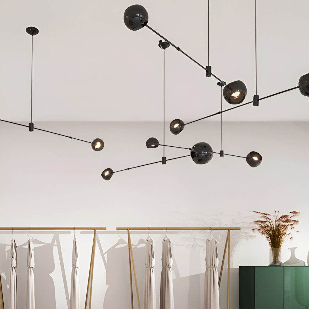 Minimalist Black Geometric Linear Chandelier for Modern Dining Room Island