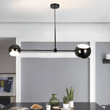 Minimalist Black Geometric Linear Chandelier for Modern Dining Room Island