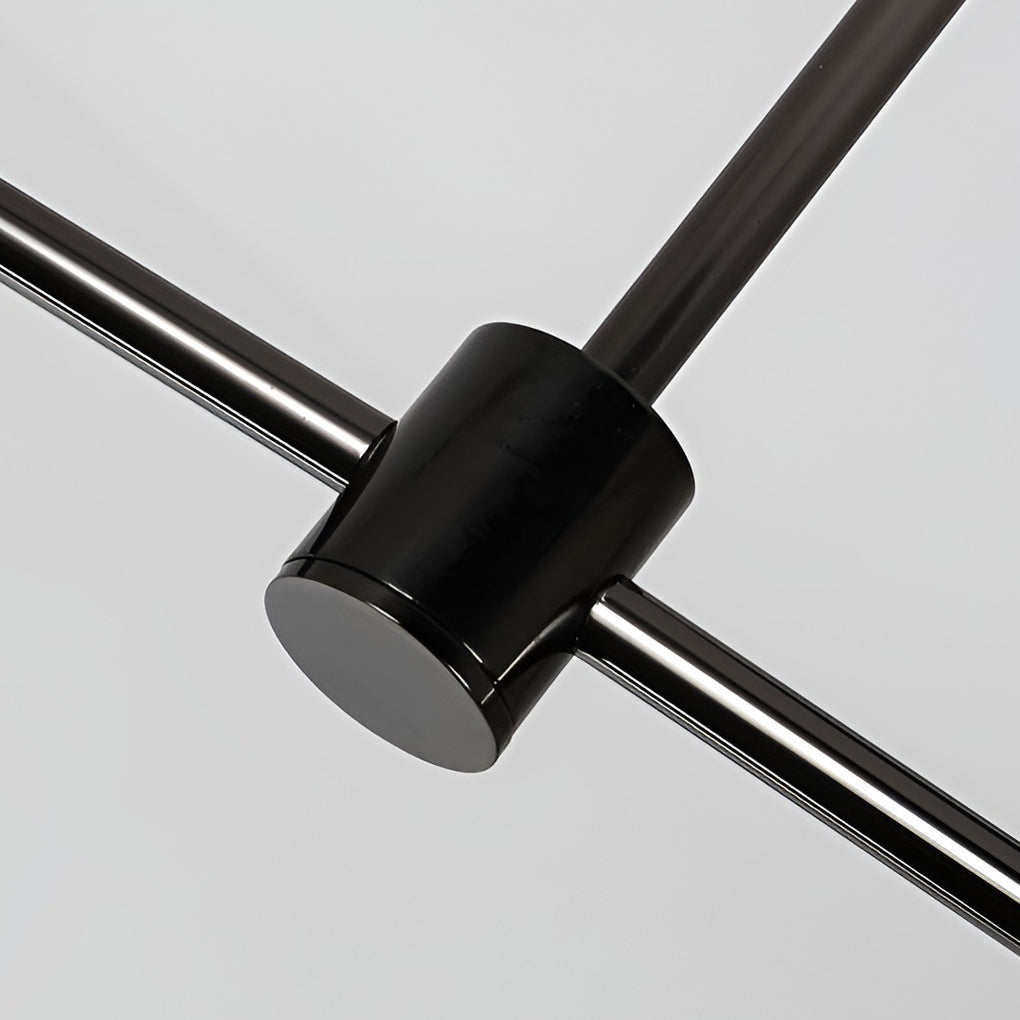 Minimalist Black Geometric Linear Chandelier for Modern Dining Room Island