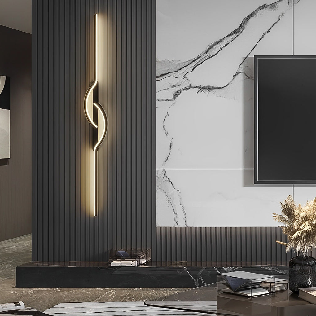 Minimalist Black Linear Wall Light Creative Modern LED Sconce with Adjustable Brightness