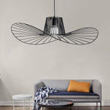 Minimalist Black Metal Hat Shaped LED Pendant Lamp for Modern Living Room and Bedroom