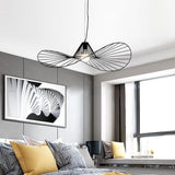 Minimalist Black Metal Hat Shaped LED Pendant Lamp for Modern Living Room and Bedroom