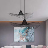 Minimalist Black Metal Hat Shaped LED Pendant Lamp for Modern Living Room and Bedroom