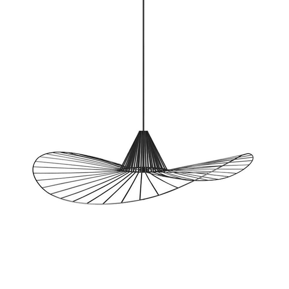 Minimalist Black Metal Hat Shaped LED Pendant Lamp for Modern Living Room and Bedroom