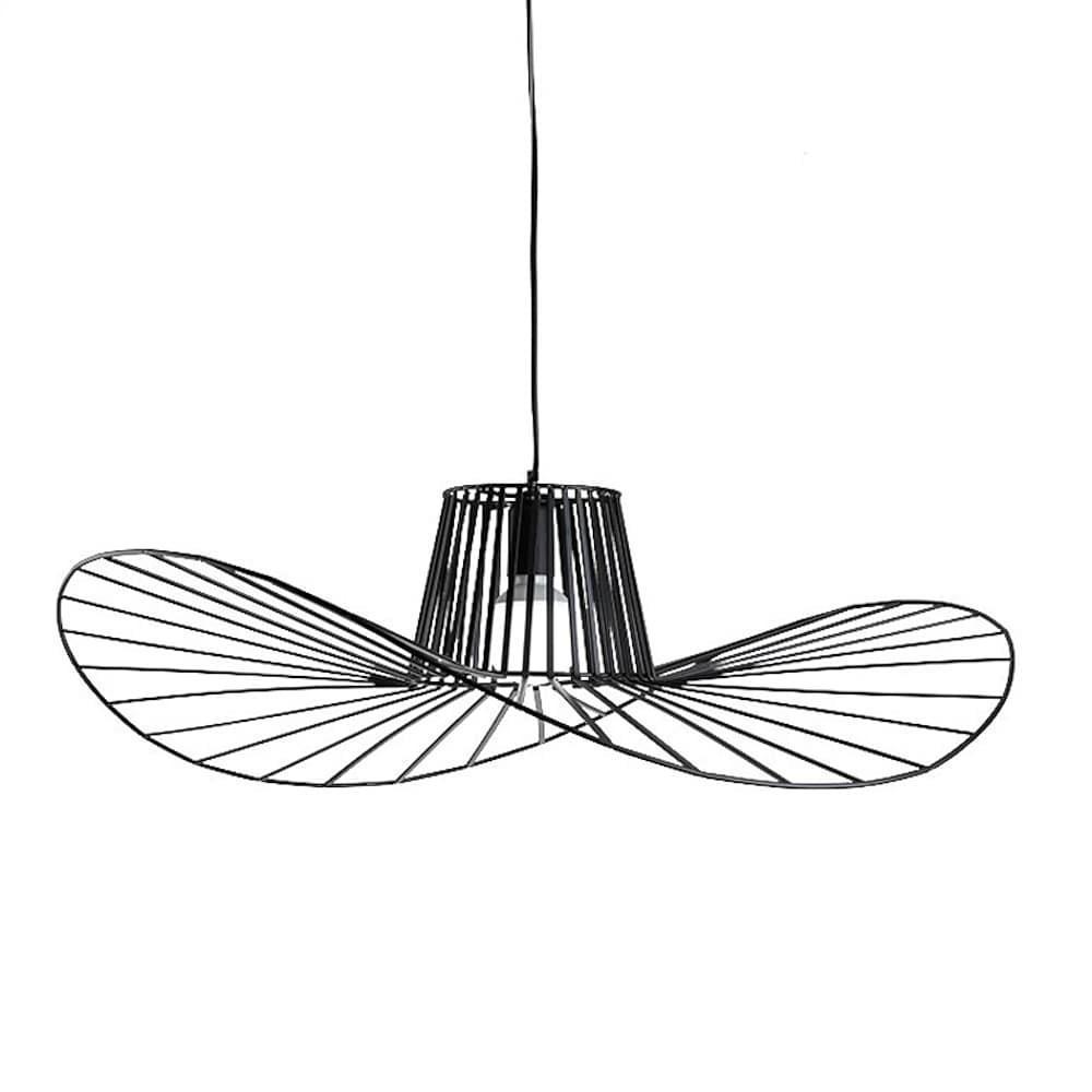 Minimalist Black Metal Hat Shaped LED Pendant Lamp for Modern Living Room and Bedroom