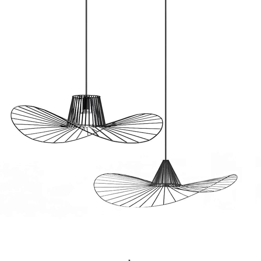 Minimalist Black Metal Hat Shaped LED Pendant Lamp for Modern Living Room and Bedroom