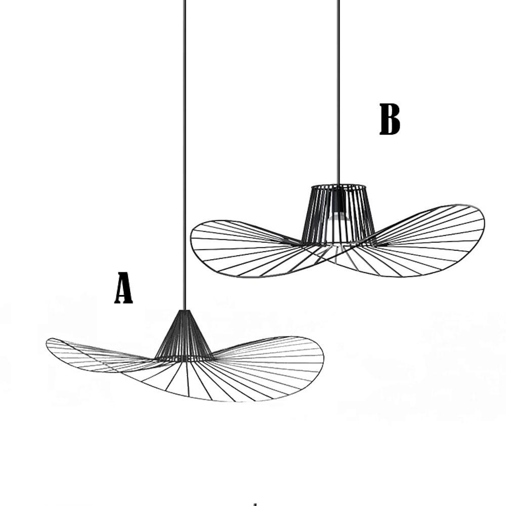 Minimalist Black Metal Hat Shaped LED Pendant Lamp for Modern Living Room and Bedroom