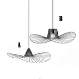Minimalist Black Metal Hat Shaped LED Pendant Lamp for Modern Living Room and Bedroom