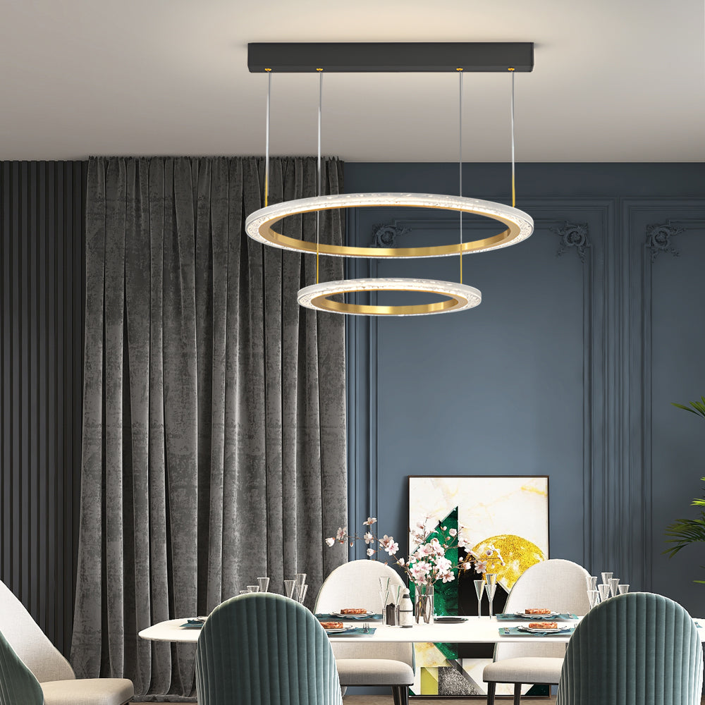 Minimalist Circular Ring Pendant Light with Three Step Dimming Modern LED Chandelier