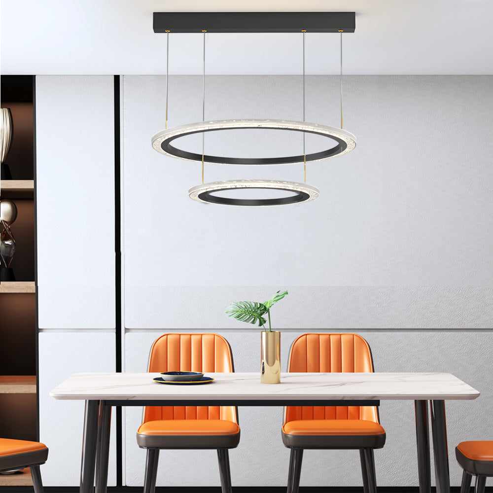 Minimalist Circular Ring Pendant Light with Three Step Dimming Modern LED Chandelier