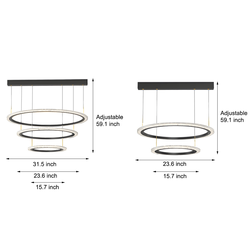 Minimalist Circular Ring Pendant Light with Three Step Dimming Modern LED Chandelier