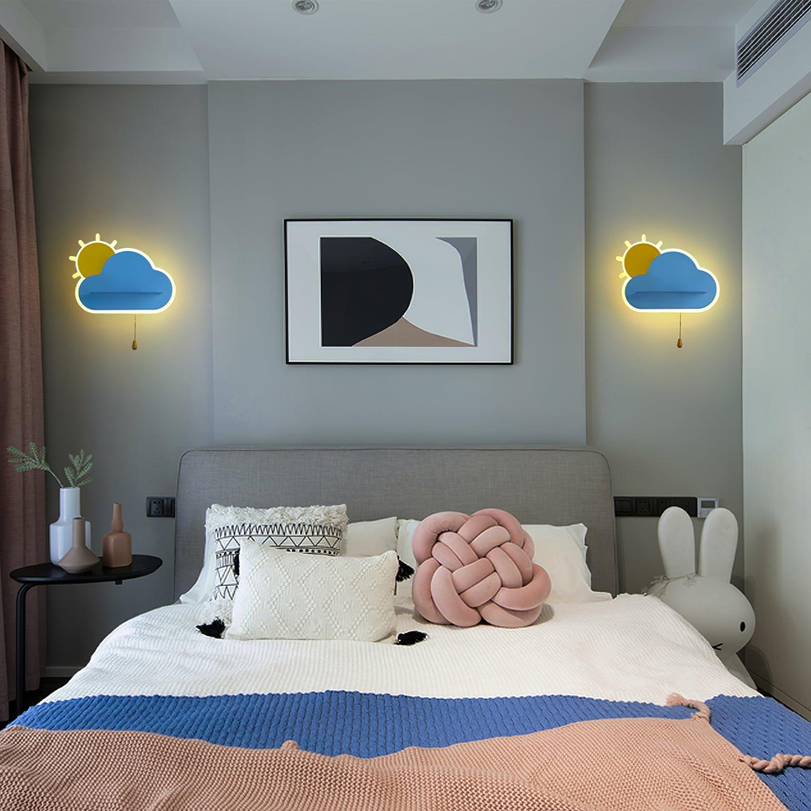 Minimalist Cloud Shaped LED Wall Lamp for Kids Room Bedside Lighting Set of 2
