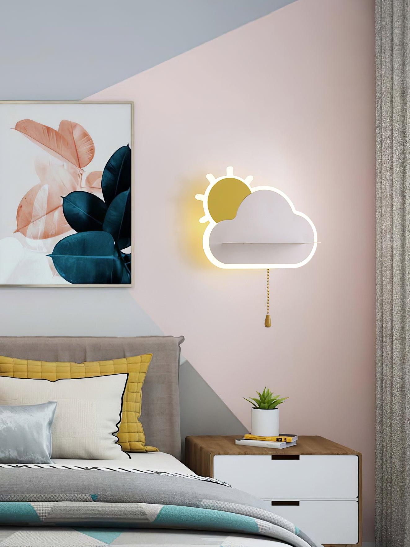 Minimalist Cloud Shaped LED Wall Lamp for Kids Room Bedside Lighting Set of 2