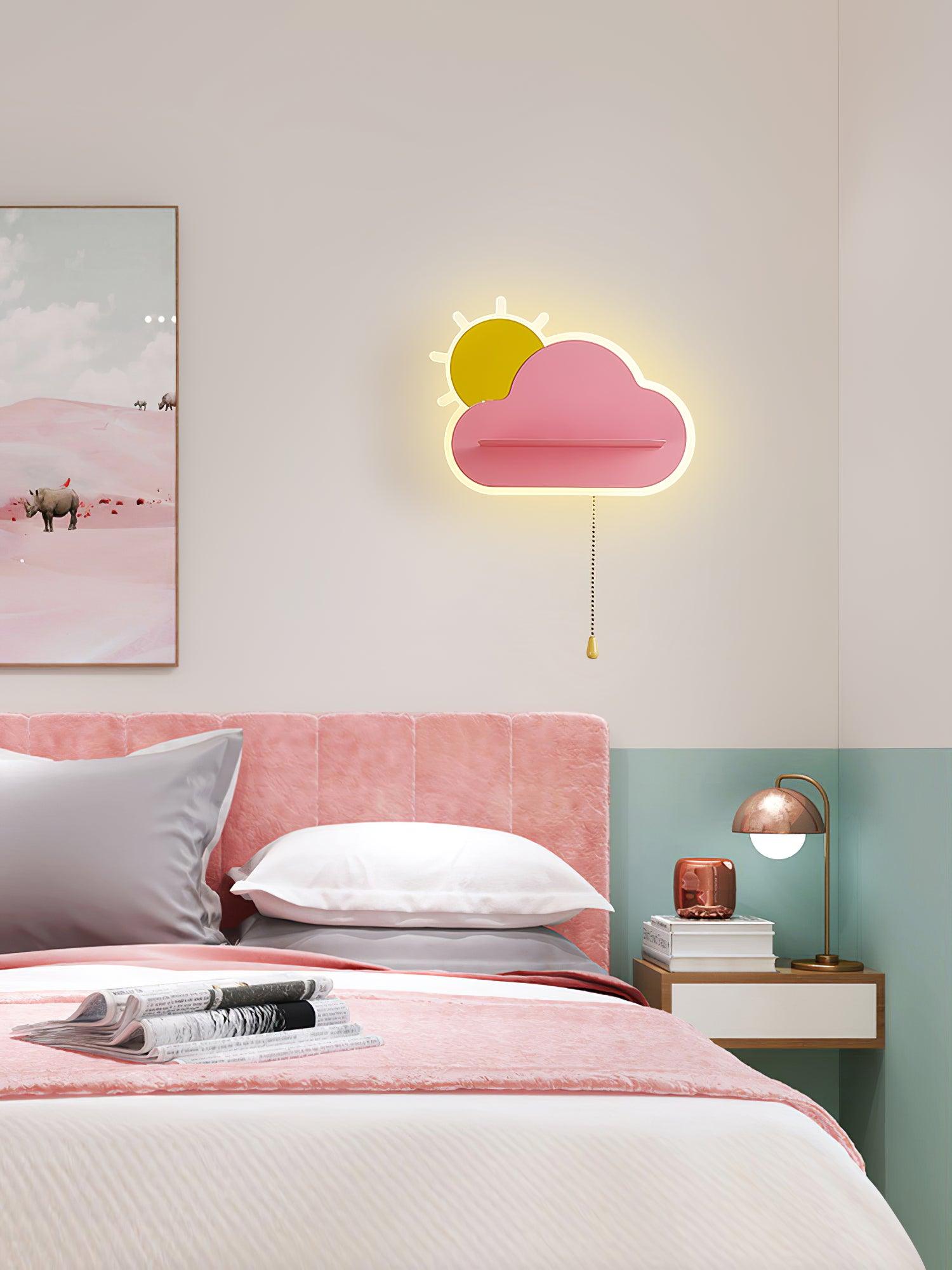 Minimalist Cloud Shaped LED Wall Lamp for Kids Room Bedside Lighting Set of 2