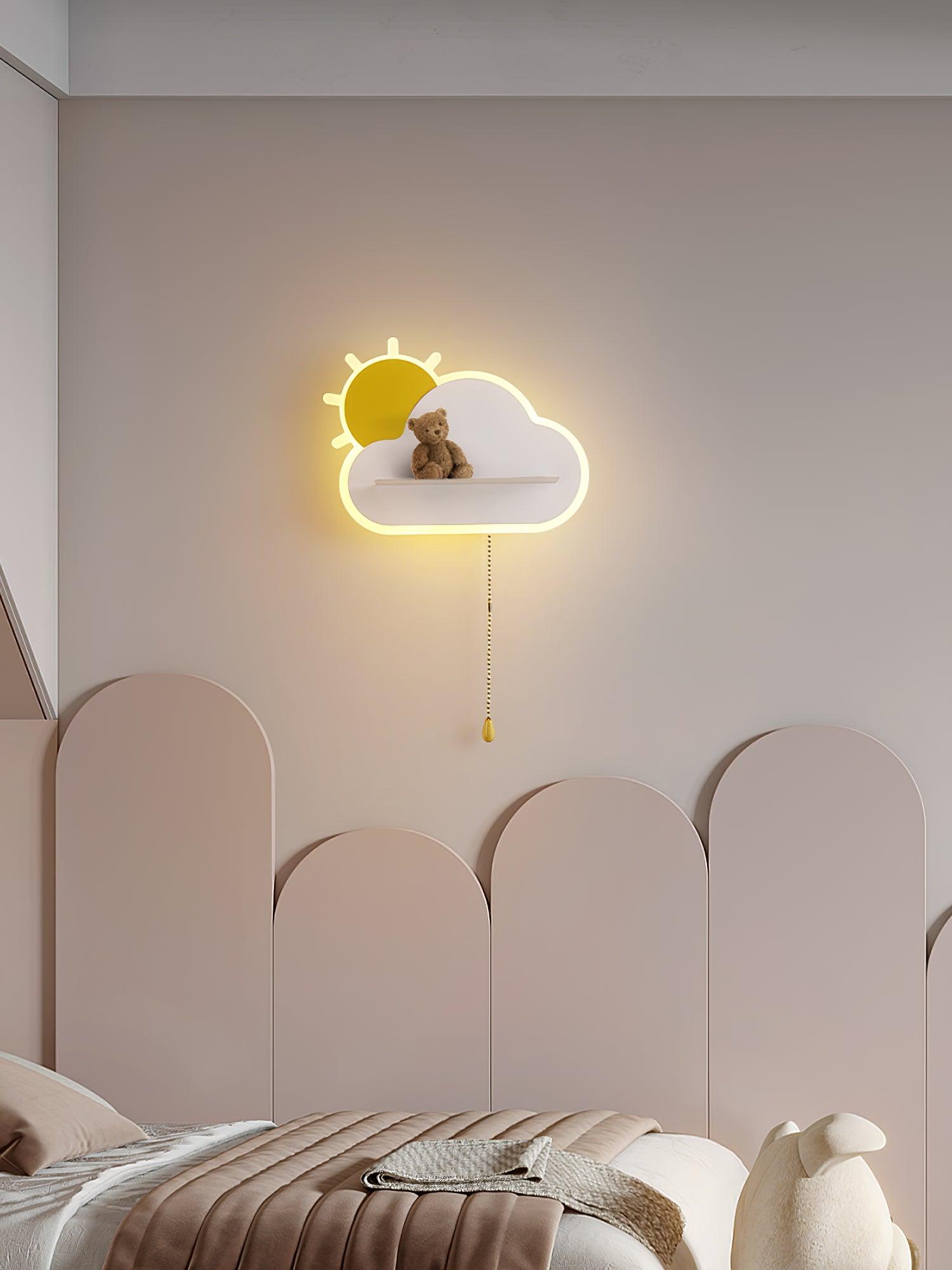 Minimalist Cloud Shaped LED Wall Lamp for Kids Room Bedside Lighting Set of 2
