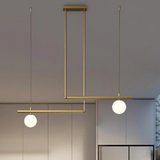Minimalist Copper Linear Globe Pendant Light with Glass Shades for Kitchen Island and Dining Room