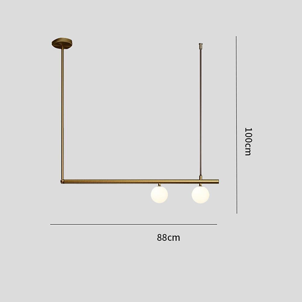 Minimalist Copper Linear Globe Pendant Light with Glass Shades for Kitchen Island and Dining Room