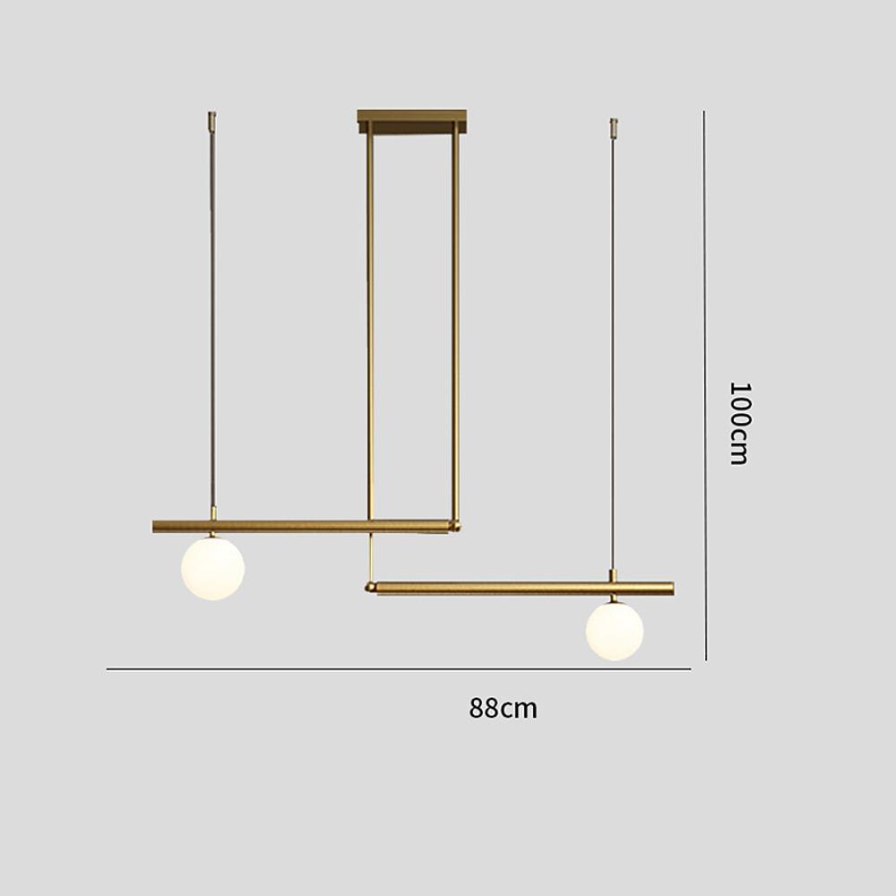 Minimalist Copper Linear Globe Pendant Light with Glass Shades for Kitchen Island and Dining Room